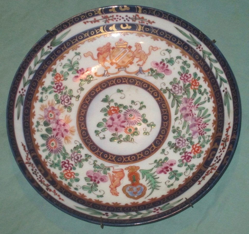 Antiek famille rose bord van Samson, Ophalen of Verzenden