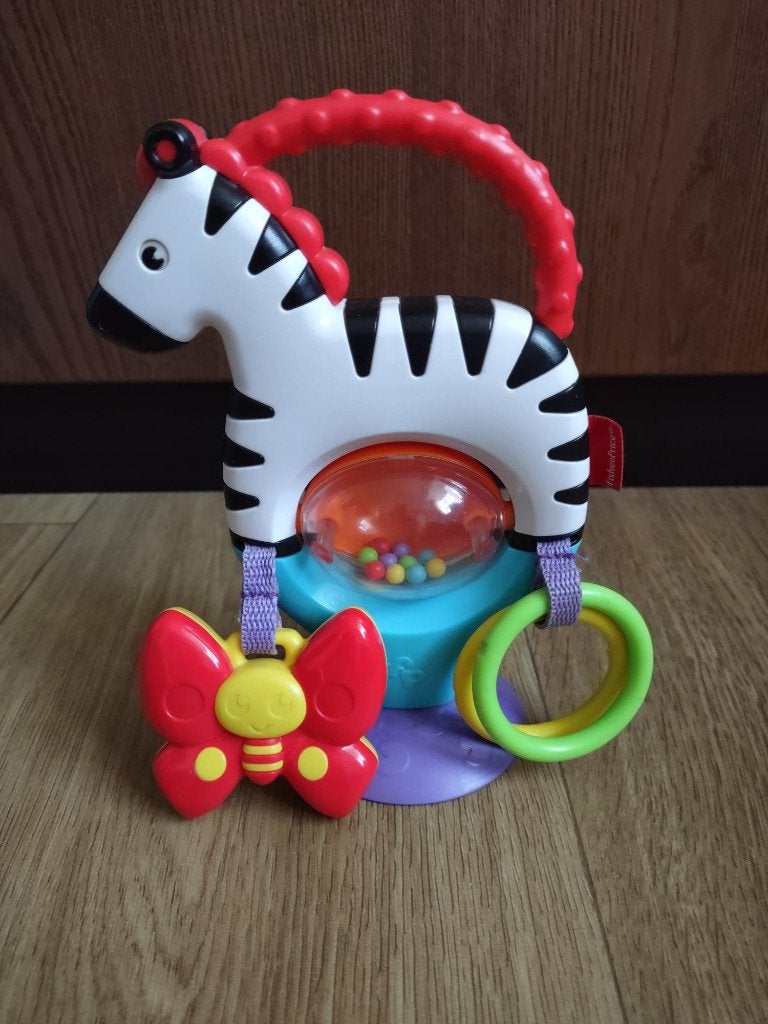 Fisher Price Activiteiten Zebra , Ophalen of Verzenden, Gebruikt, Rammelaar, Met geluid