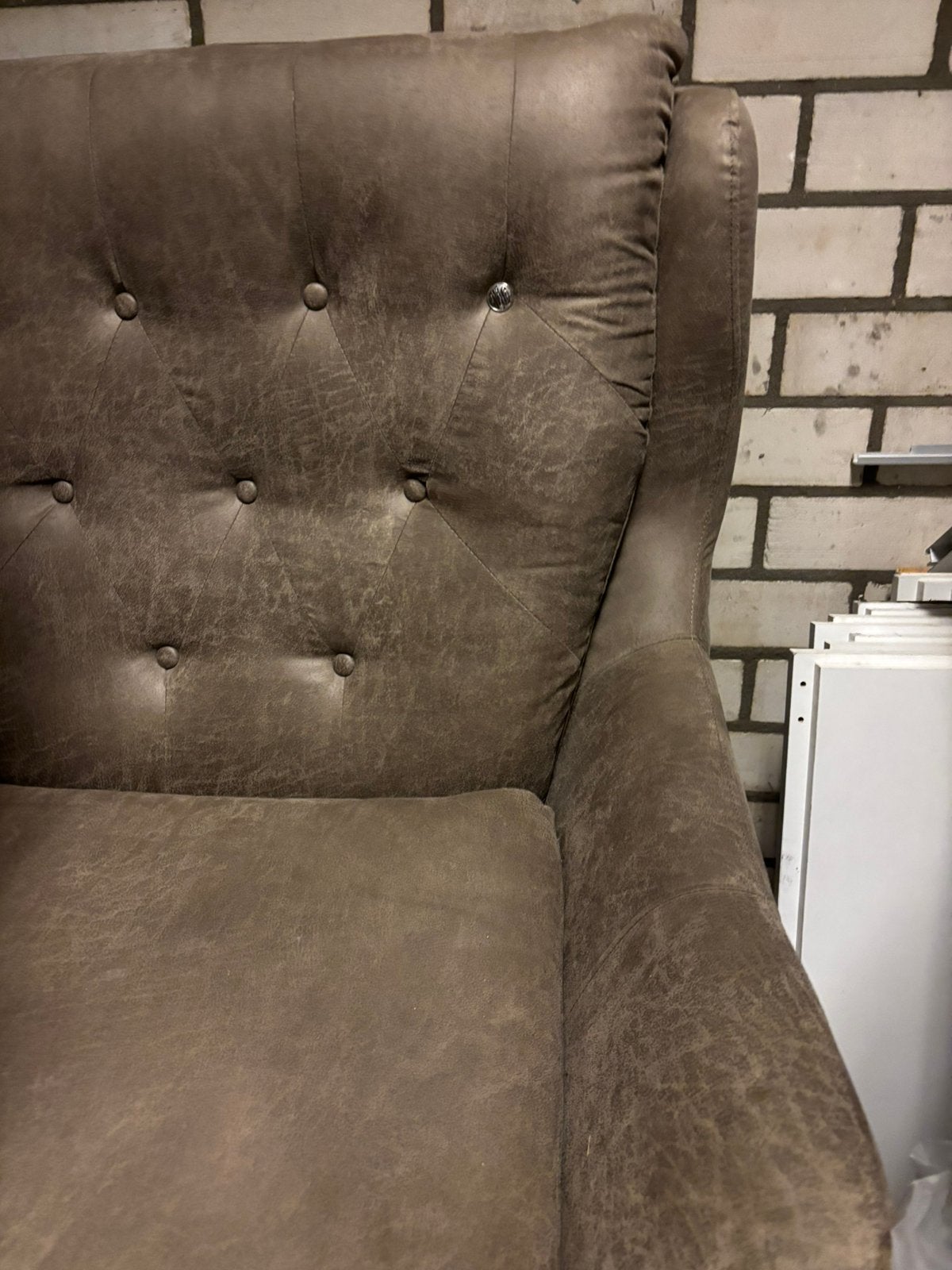 Rivièra maison statesman draai fauteuil pellini leer coffee, Ophalen, Zo goed als nieuw, 50 tot 75 cm, Leer