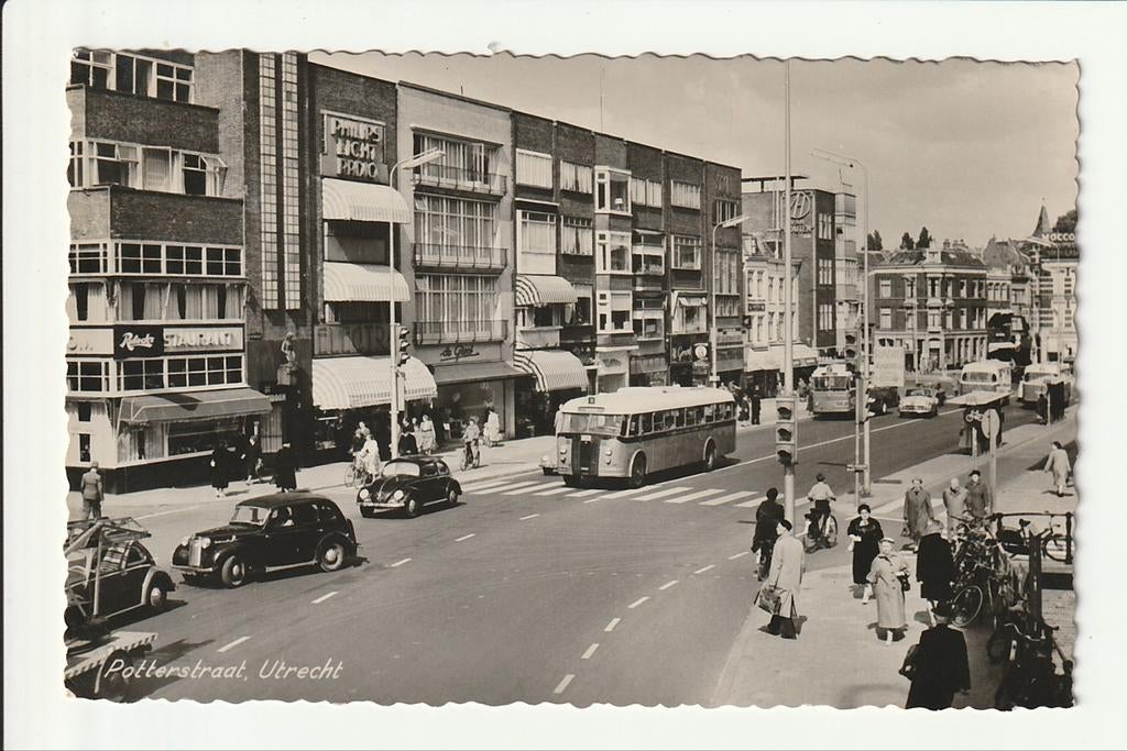 UTRECHT POTTERSTRAAT NBM CROSSLEY WERKSPOOR NZH+ STADSBUSSEN, Ophalen of Verzenden, 1940 tot 1960, Gelopen, Utrecht