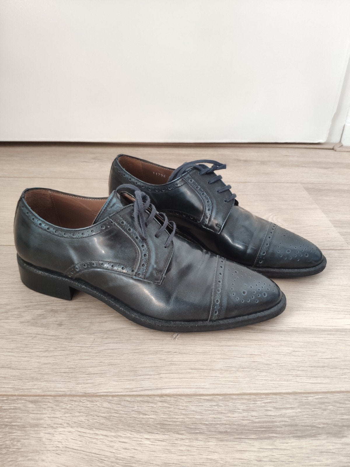 Pertini nette instappers met veters zwart met blauw leer 37, Pertini, Zwart, Ophalen of Verzenden, Zo goed als nieuw