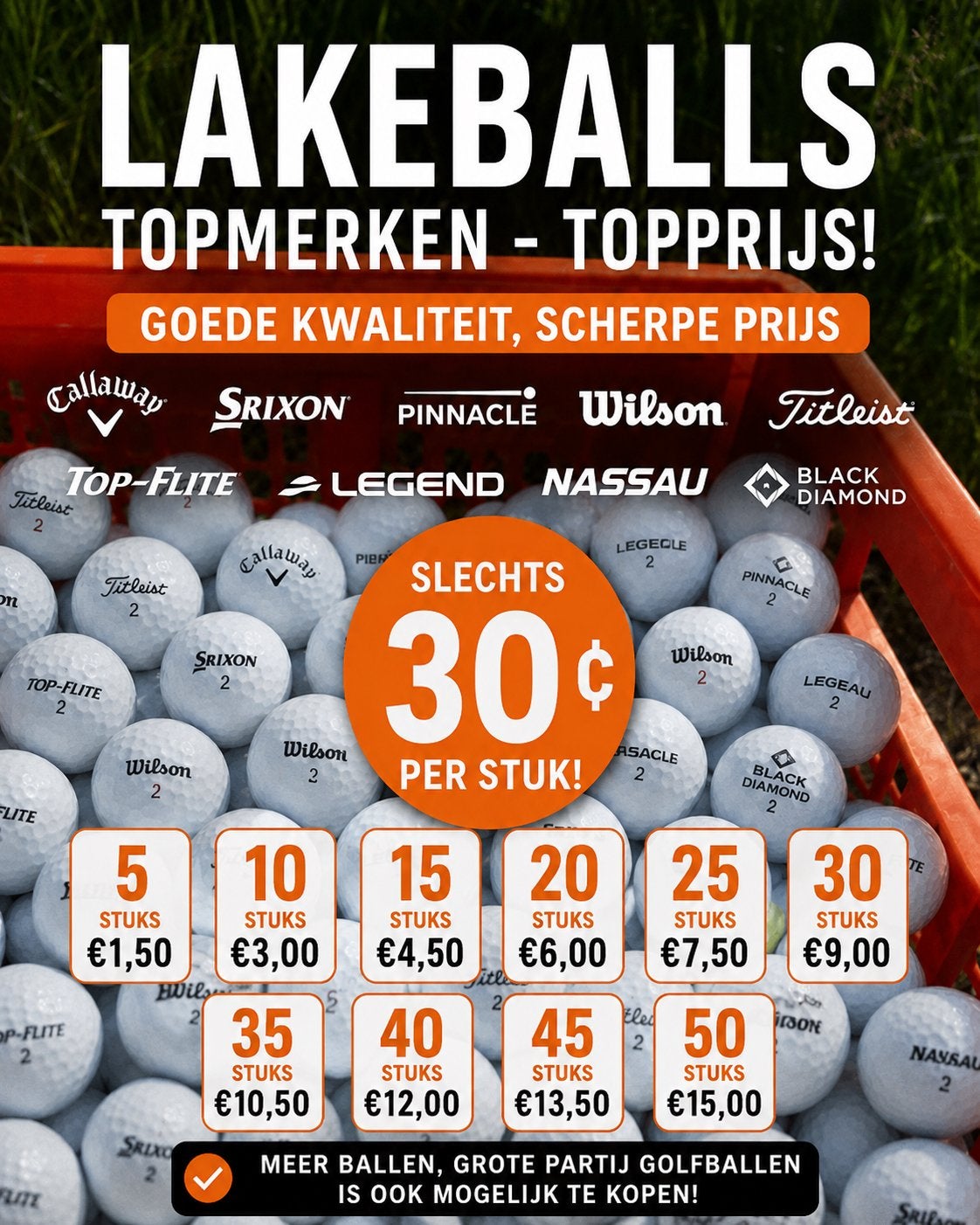 Grote partij voordelige golfballen – diverse A- B, Ophalen of Verzenden, Gebruikt