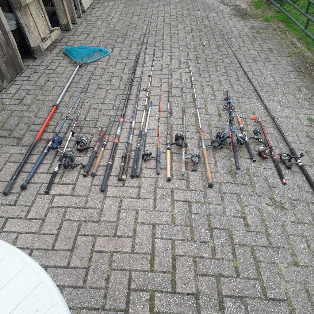 Antieke hengels 50 jaar vissen diverse modellen, Ophalen, Molen
