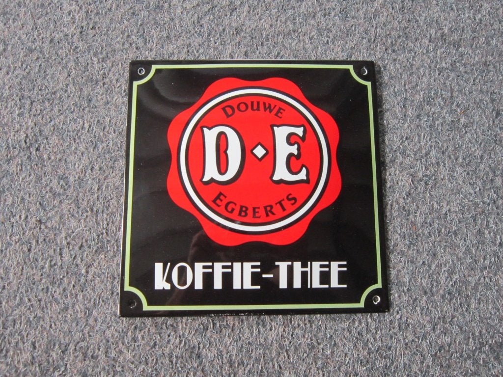 DOUWE EGBERTS EMAILLE RECLAMEBORD, Verzamelen, Merken en Reclamevoorwerpen, Ophalen, Zo goed als nieuw, Reclamebord