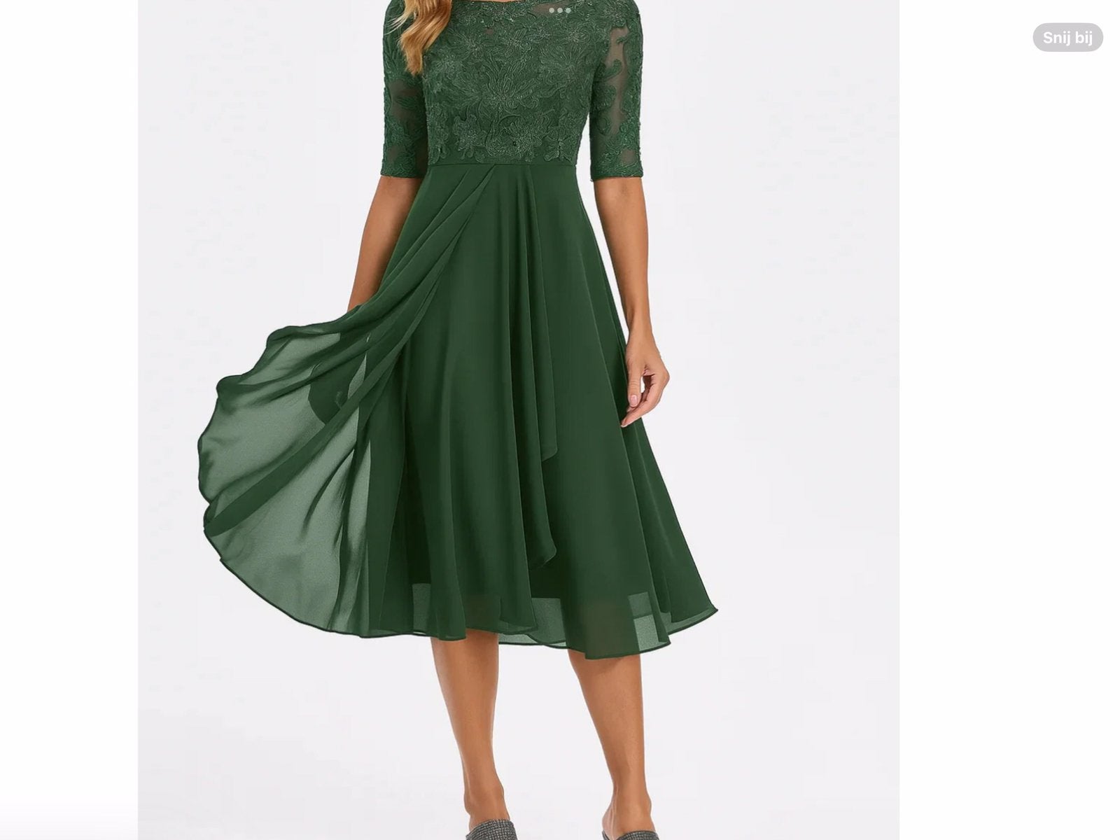 Groene jurk met kant, Kleding | Dames, Maat 38/40 (M), Nieuw, Ophalen of Verzenden, Onder de knie