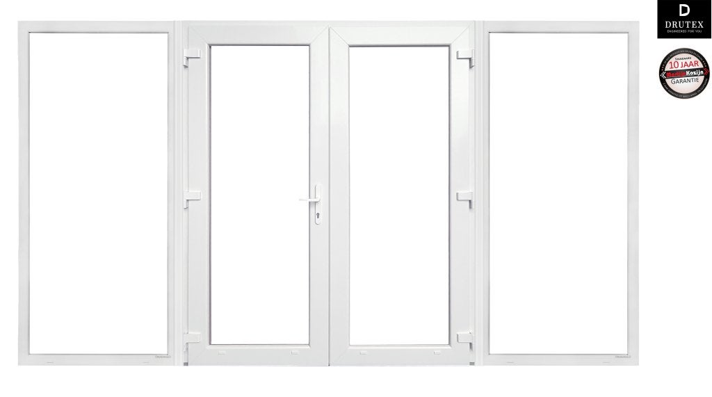 Kunststof Dubbele Deur Met Zijlichten 384,8 X 215 Cm Wit, Niet ingevuld, Kunststof, Niet ingevuld, Nieuw
