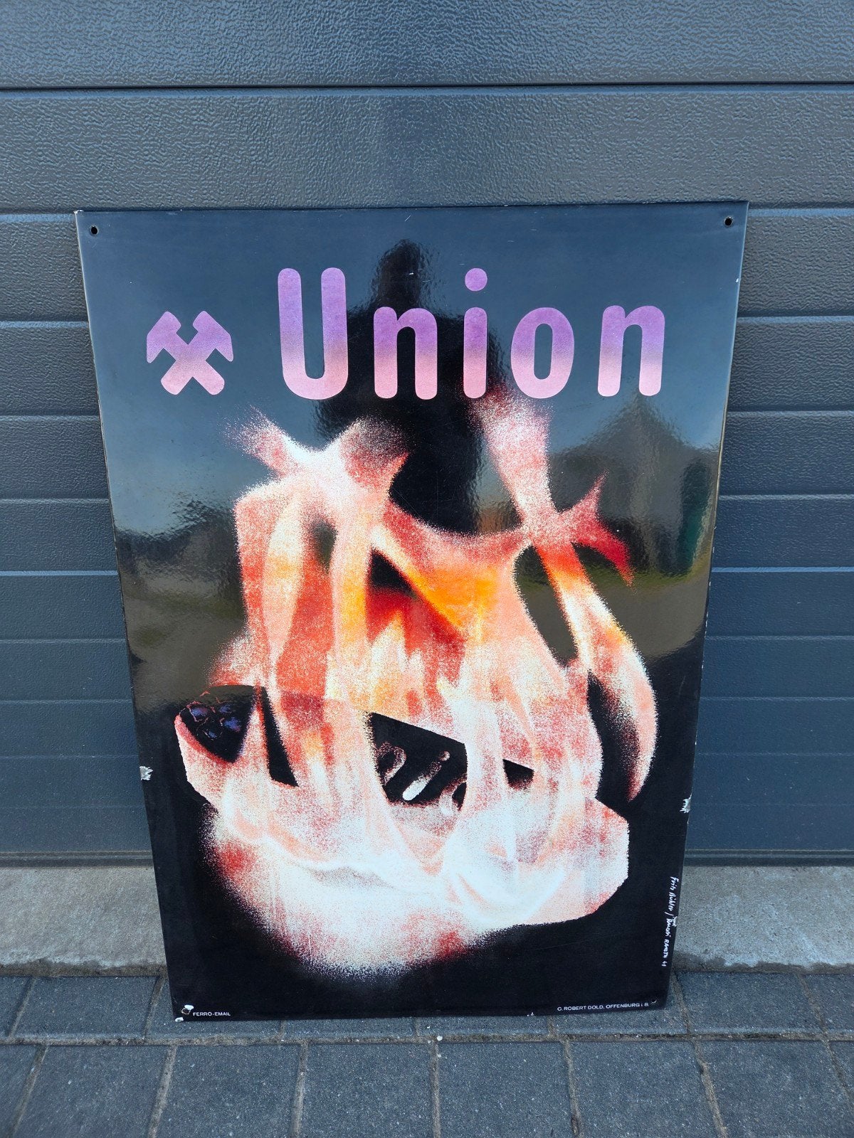 Emaille bord Union kolen, Verzamelen, Ophalen, Gebruikt, Reclamebord