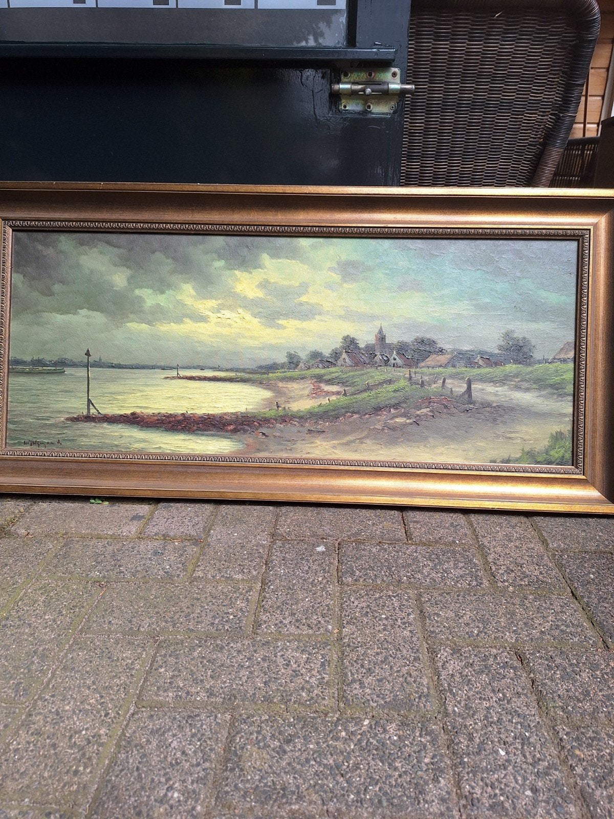 Olieverf groot schilderij rijn, Ophalen