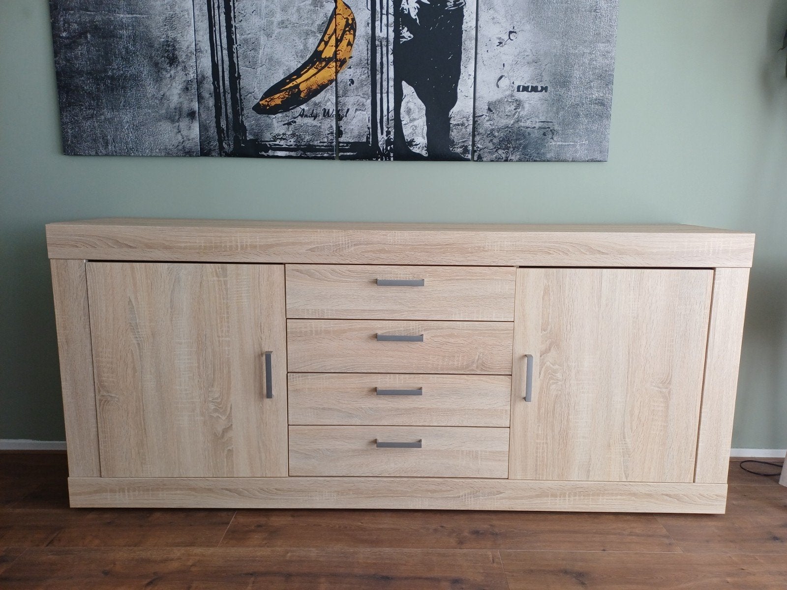 Dressoir - licht eiken houtlook, Ophalen, Gebruikt, 150 tot 200 cm, 25 tot 50 cm