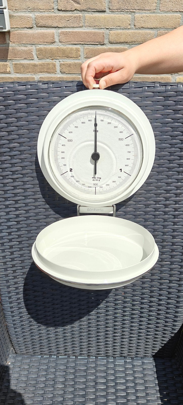 Retro Brabantia weegschaal creme kleur, Beige, Kunststof, Ophalen of Verzenden, Brabantia