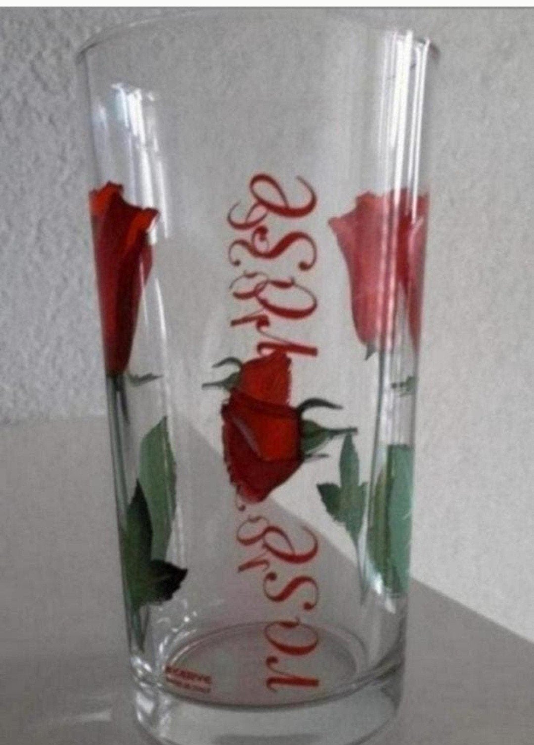 VTG Cerve Glas met Roos opdrukken GERESERVEERD!, Ophalen of Verzenden, Zo goed als nieuw