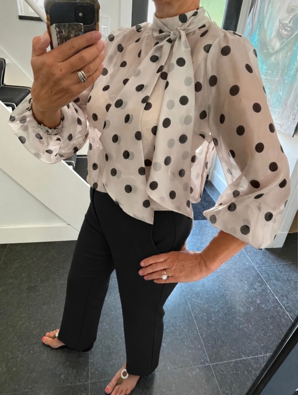 Co’couture, prachtige polka dot strikblouse, S/M, Ophalen of Verzenden, Nieuw, Maat 38/40 (M), Zwart