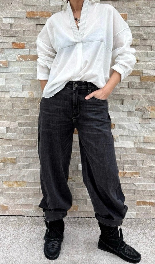 Te koop z.g.a.n. Elias Rumelis Noralie contrast jeans mt 28, Kleding | Dames, Ophalen of Verzenden, Zo goed als nieuw, Zwart, W28 - W29 (confectie 36)
