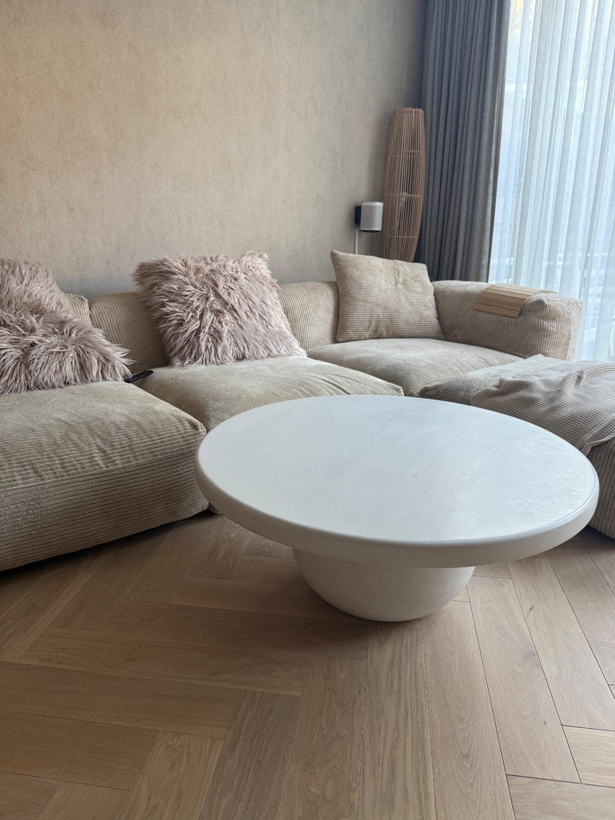 Houten salontafel van Sklum, rond, Ophalen, Gebruikt, 50 tot 100 cm, Rond