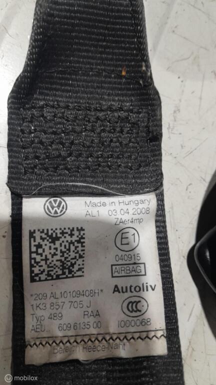 Gordel Volkswagen Golf 5 1K3857705J 1K3857706C 1K3857706J, Gebruikt, Ophalen of Verzenden