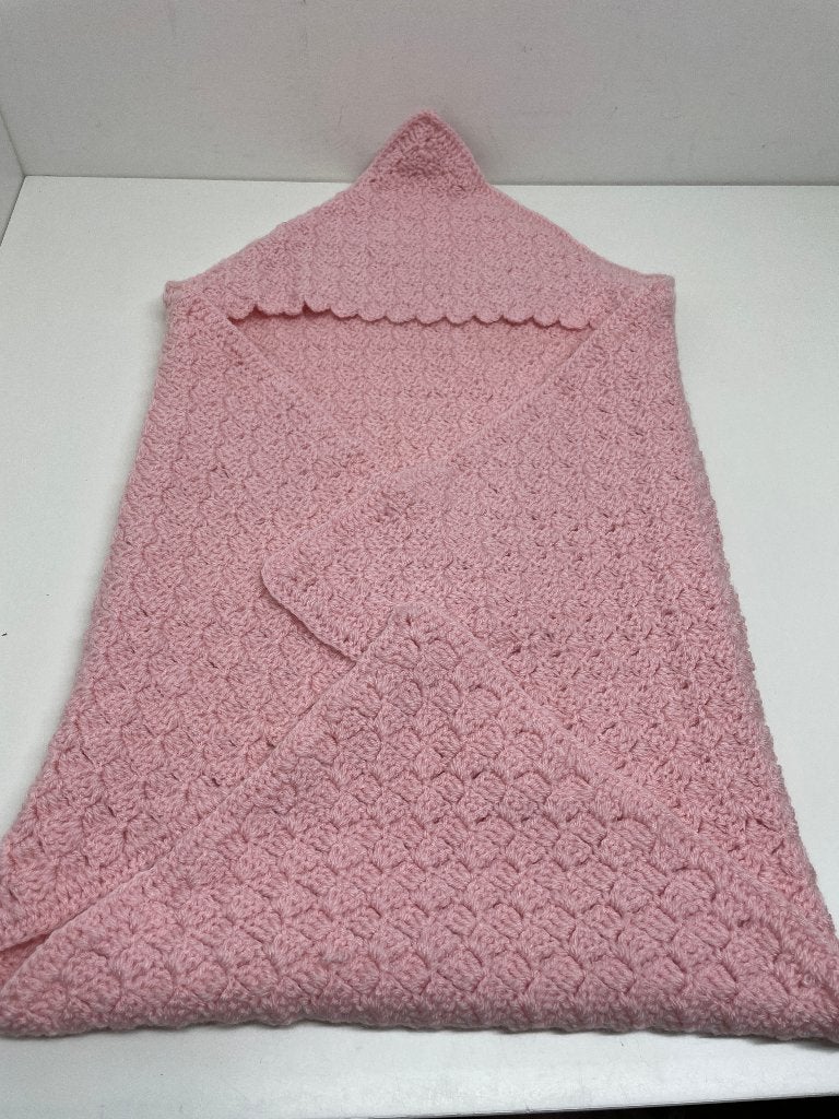 Roze gehaakte baby bakerzak/deken 75x75 cm, 75 cm, Overige typen, Nieuw, Roze