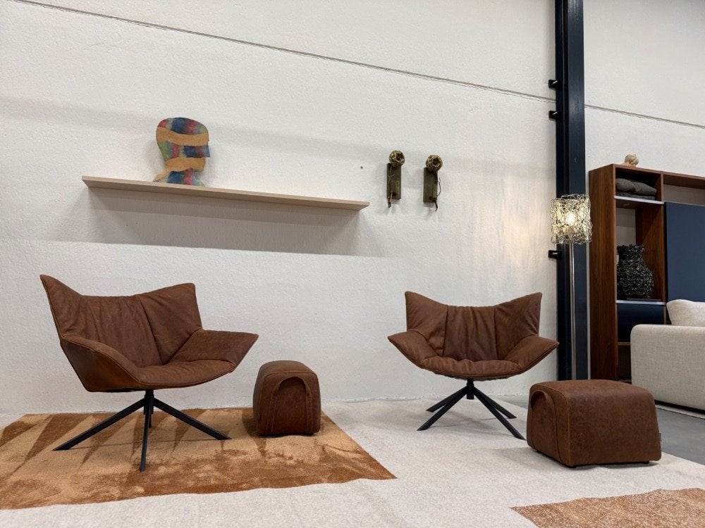 Nieuw Label van den Berg Gustav Draai Fauteuil Leer Bruin