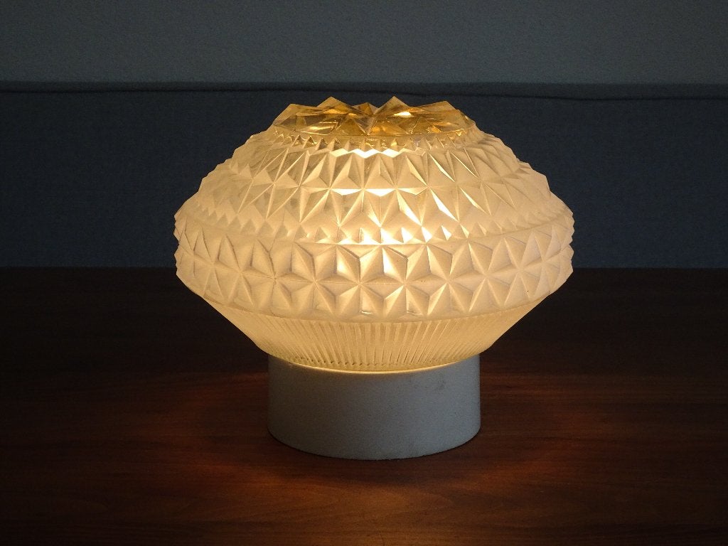 Vintage glazen plafonnière 1960s, Huis en Inrichting, Lampen | Plafondlampen, Gebruikt, Glas, Plafondlamp, E27 (groot)