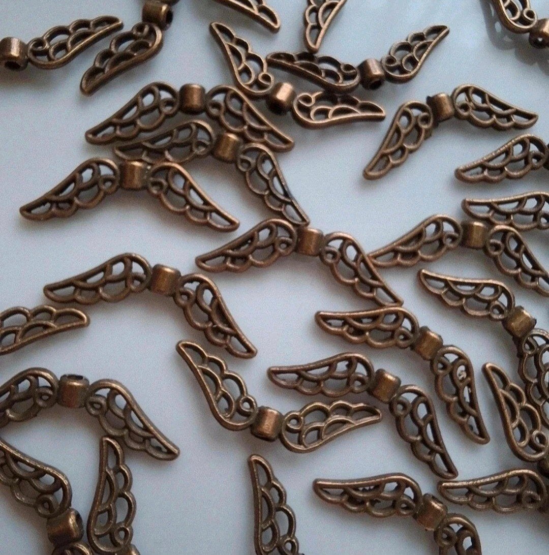 30 stuks vleugel kralen metaal brons, Hobby en Vrije tijd, Kralen en Sieraden maken, Kraal, -, -, Nieuw