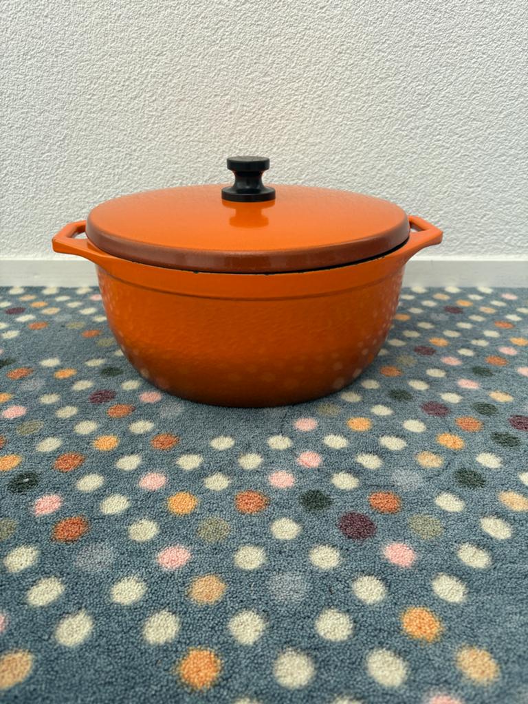 Emalco Gietijzeren Braadpan Oranje 26cm, Ophalen, Gebruikt, Gietijzer