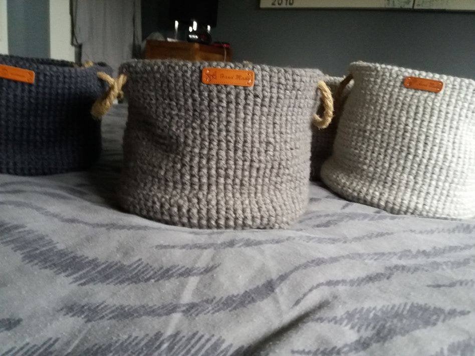 gehaakte mandjes, Mand, Textiel, Handgemaakt, Rond