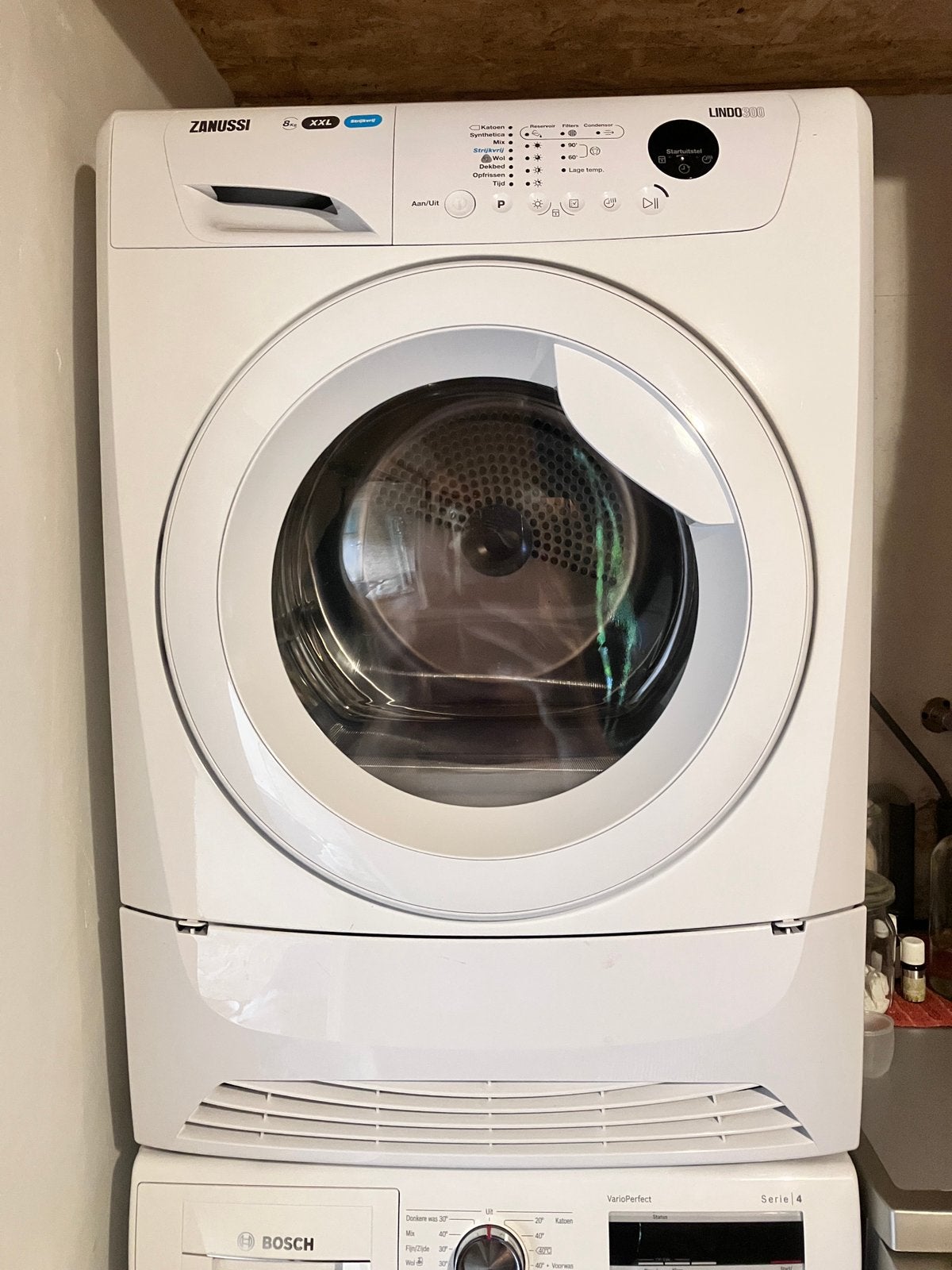 Wasdroger Zanussi Lindo300 xxl, Witgoed en Apparatuur, Ophalen, 6 tot 8 kg, Zo goed als nieuw, Voorlader