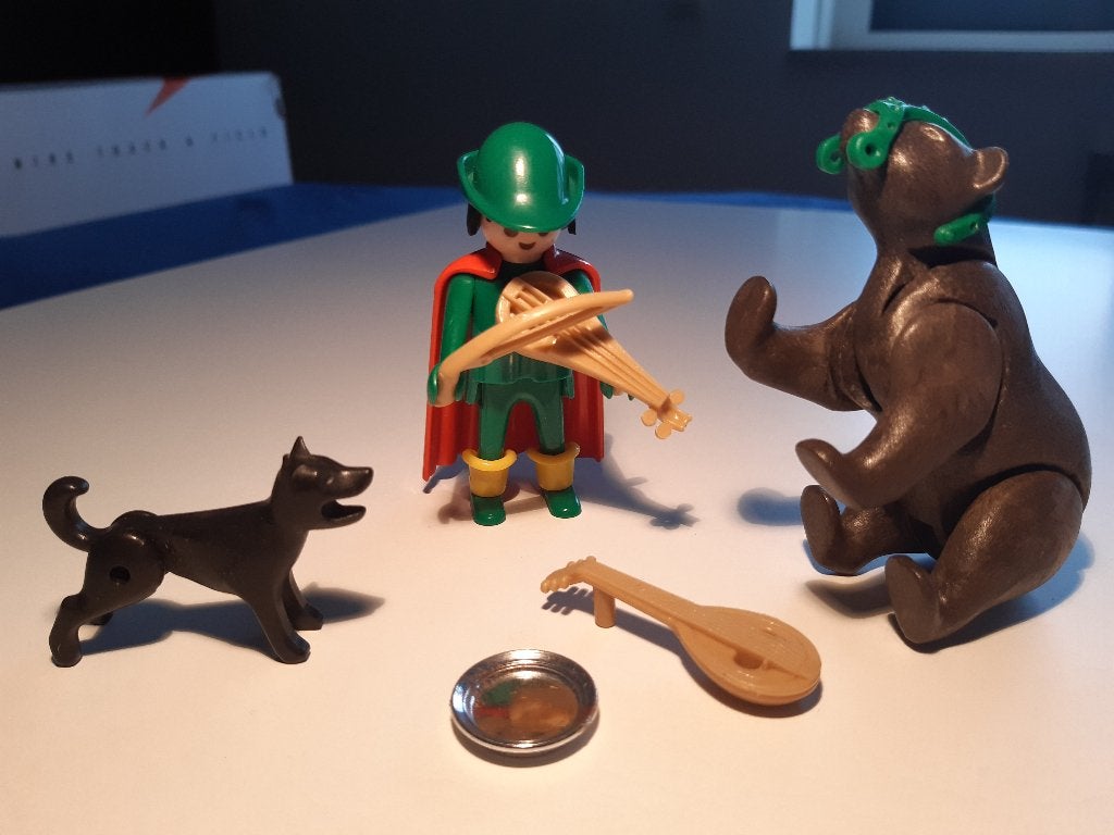 Playmobil 3567 Muzikant met beer en hond - Minstreel. Klicky, Gebruikt, Complete set, Ophalen of Verzenden, Knights