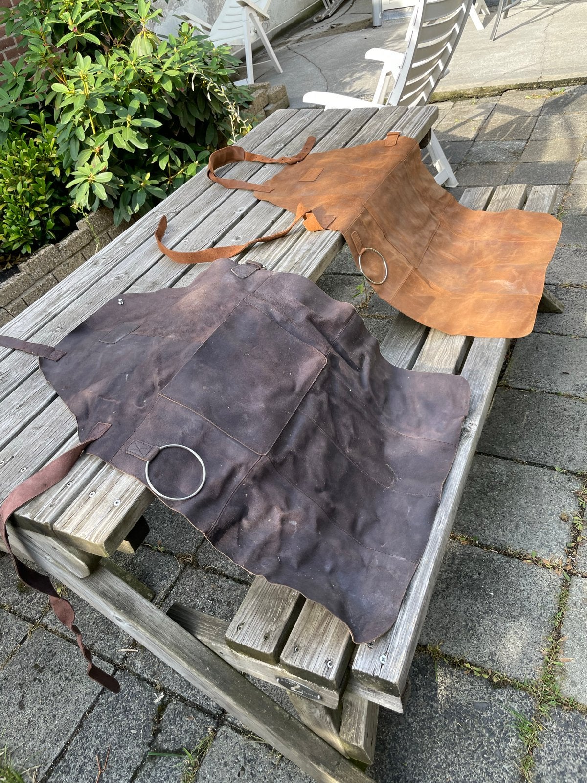 Leren BBQ schorten - Bruin en Cognac-its time to grill, Tuin en Terras, Barbecue-accessoires, Ophalen, Gebruikt
