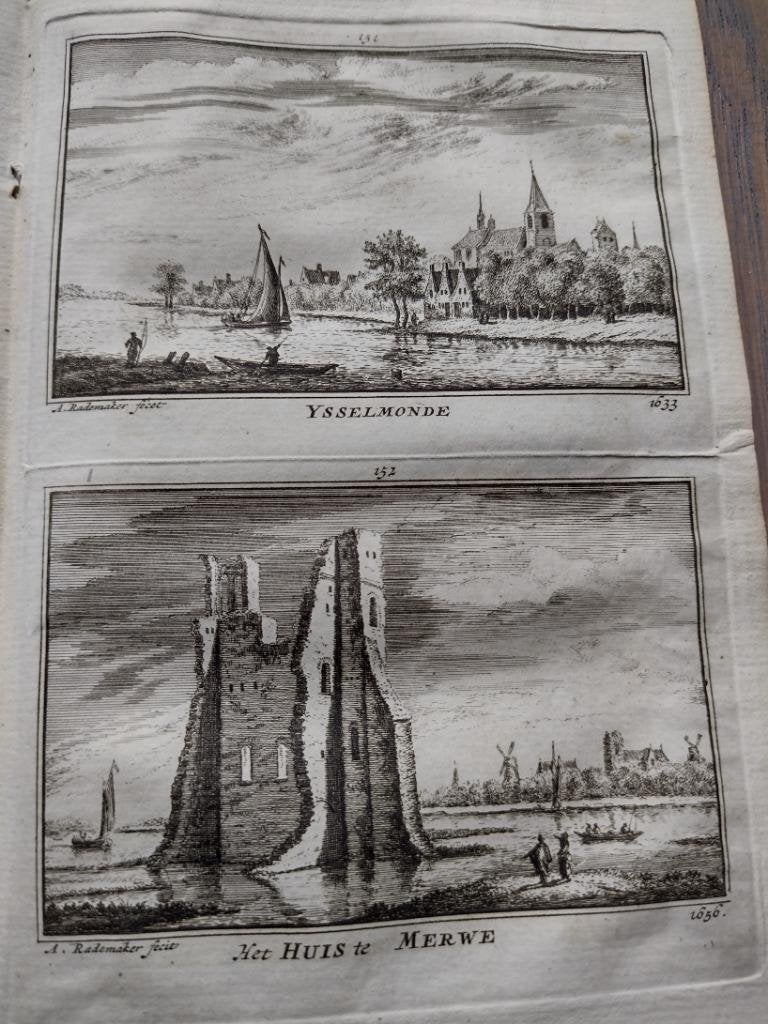 151/152 Ijsselmonde en Huis te Merwe Kopergravure 18e Eeuw, Antiek en Kunst, Ophalen of Verzenden