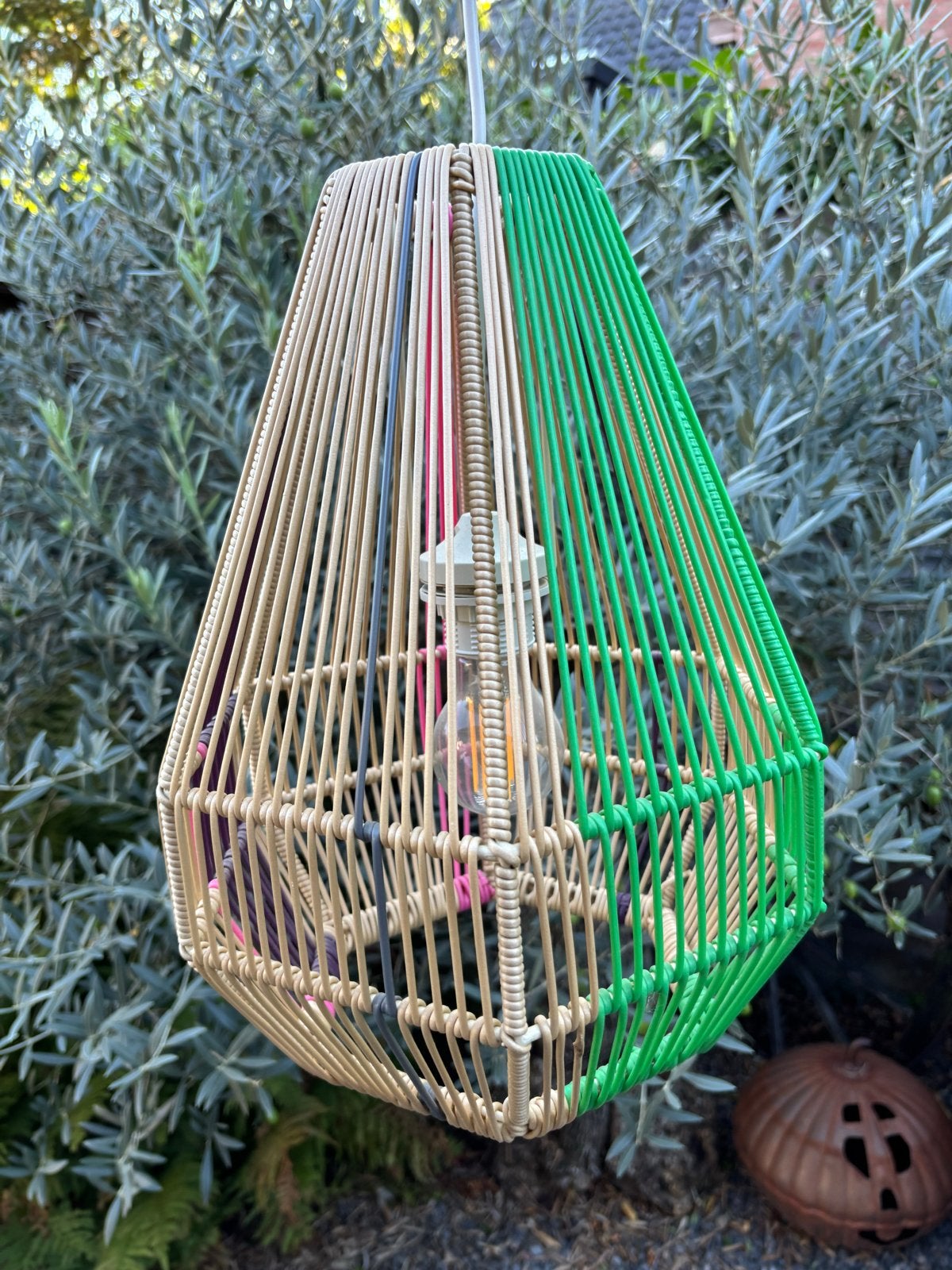 Hanglamp met kleurrijk draadontwerp, Ophalen of Verzenden, Gebruikt, Kunststof, E27 (groot)