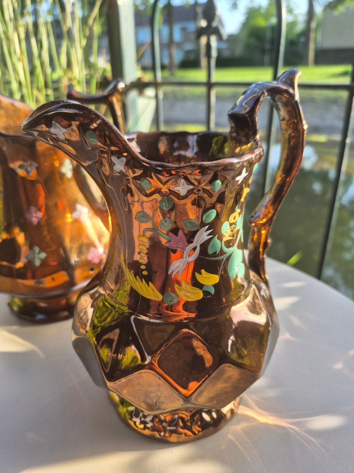 Verzameling antieke goudsteen/copper lustware  , Ophalen of Verzenden