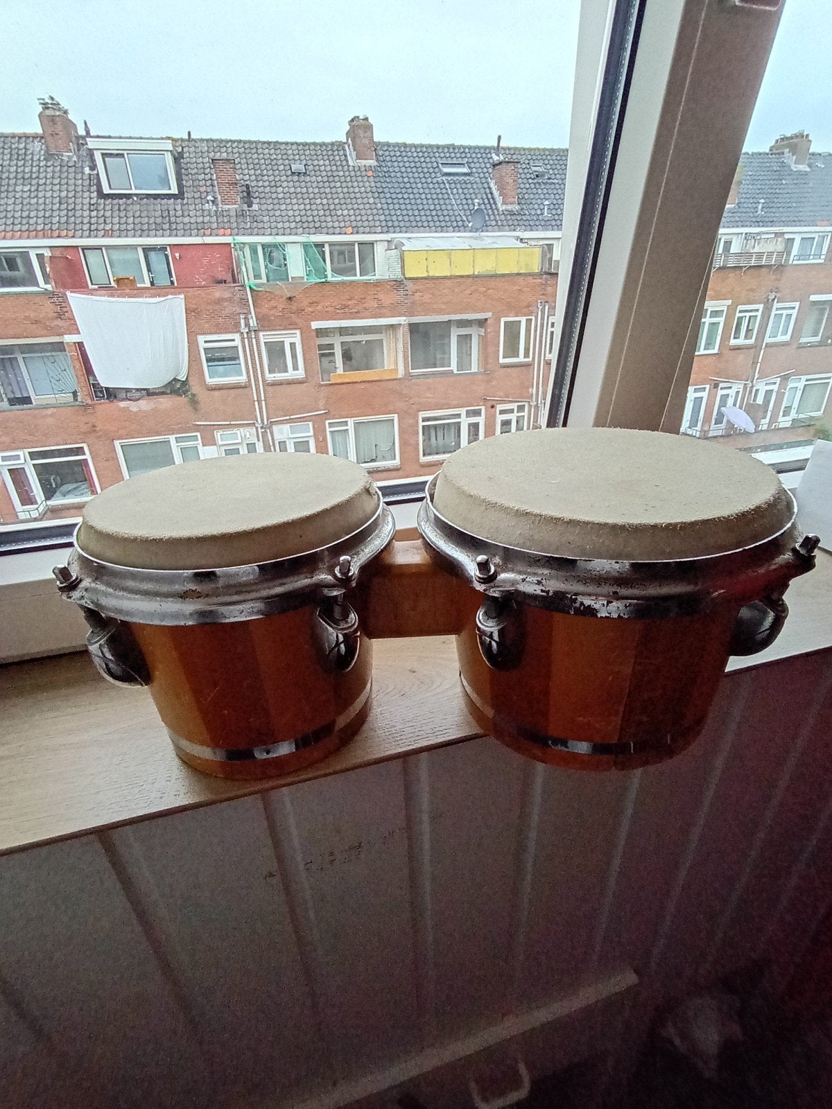Bongo's - Houten percussie-instrument, Muziek en Instrumenten, Percussie, Ophalen of Verzenden, Gebruikt, Trommel