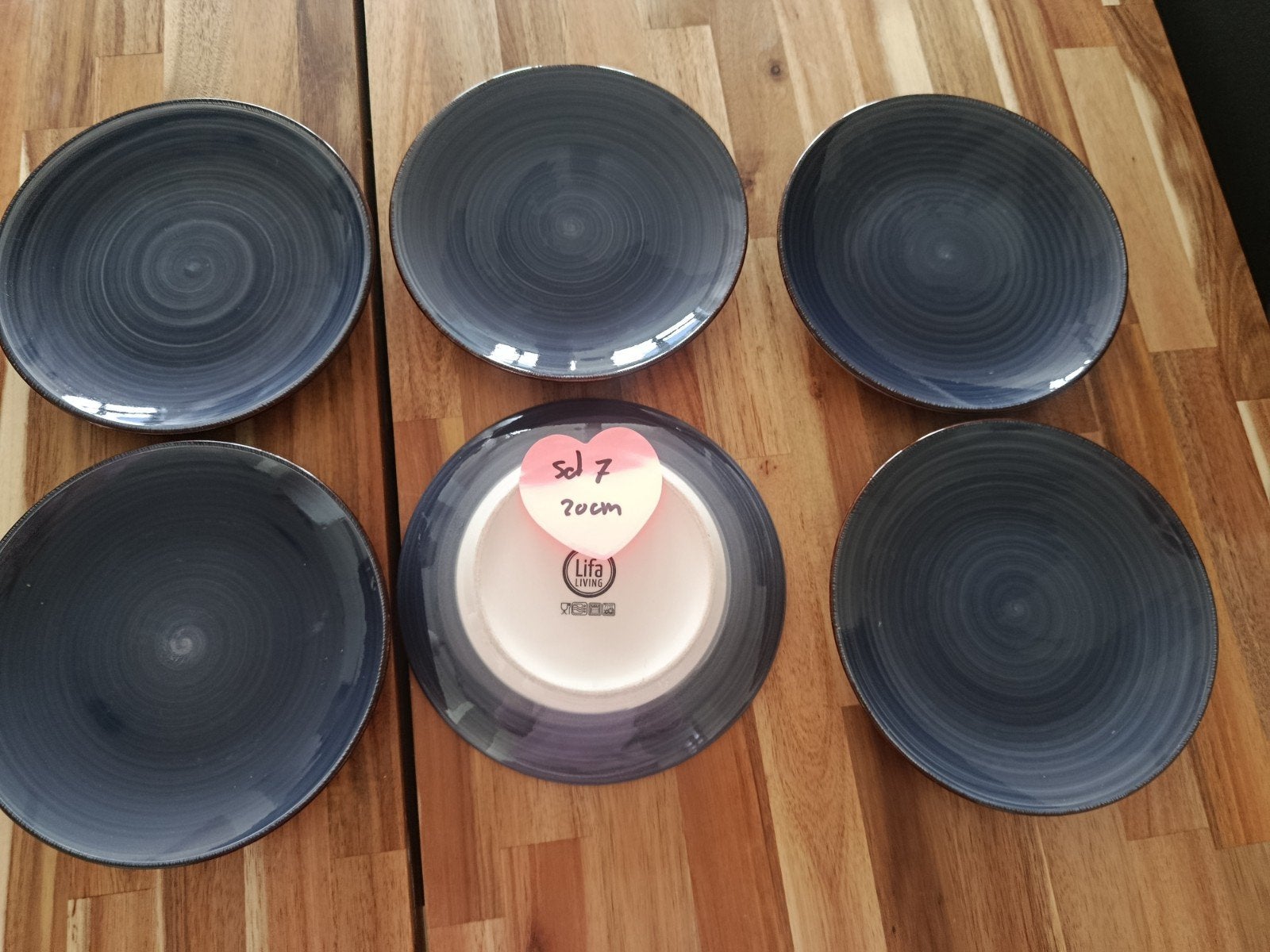 Set van 6 donkerblauwe borden - Lifa Living, Gebruikt, Overige merken, Keramiek, Ophalen of Verzenden