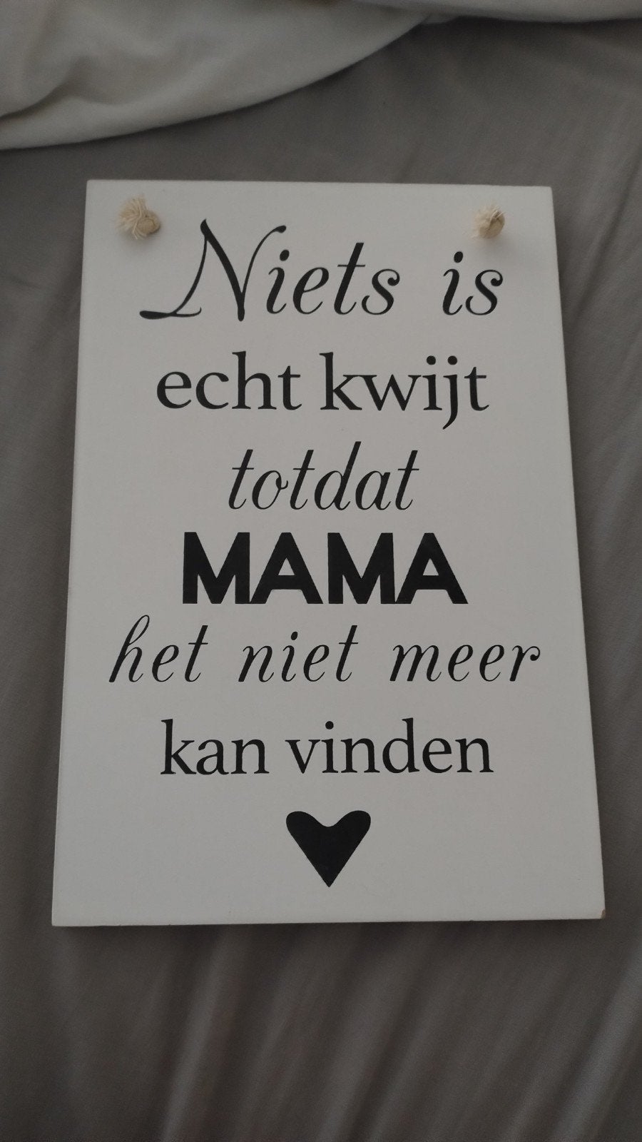 Decoratief houten bordje met tekst 'Niets is echt kwijt', Ophalen, Zo goed als nieuw, Wit, Hout