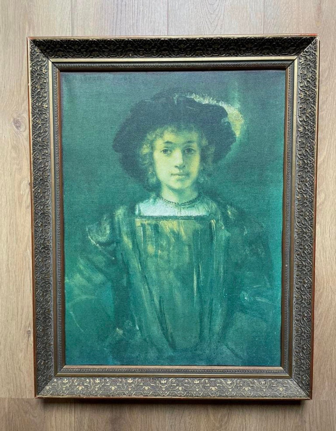 Grote prent op doek, Titus van Rijn, goudkleurige lijst, Antiek en Kunst, Kunst | Schilderijen | Klassiek, Ophalen, Doek, Portret of Personen