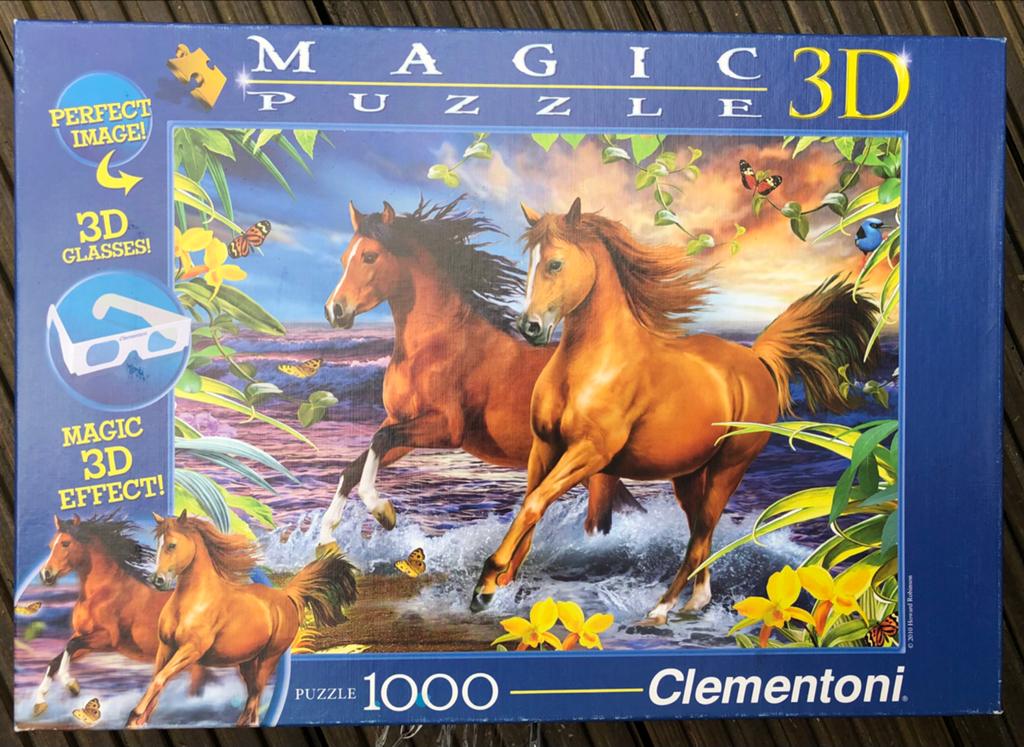 Clementoni Magic 3D Puzzel - 1.000 stukjes paarden, Ophalen of Verzenden, 500 t/m 1500 stukjes, Gebruikt, Rubik's of 3D-puzzel