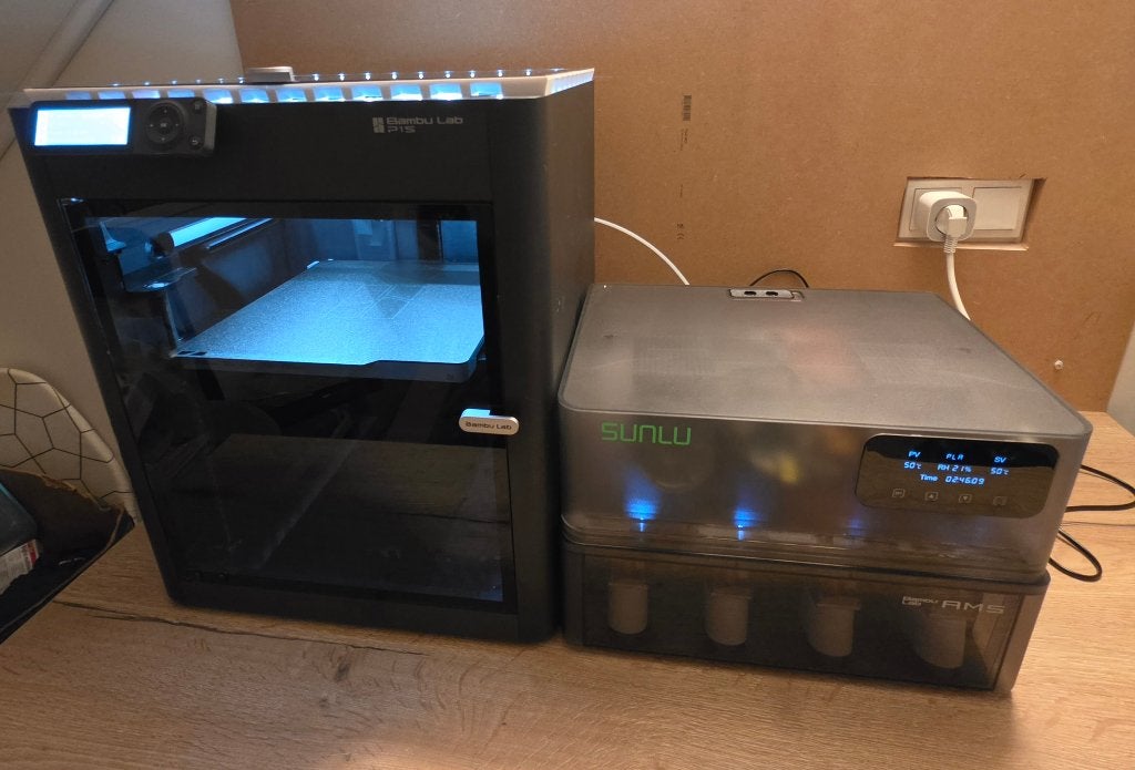 Bambu Lab P1S +AMS + Sunlu AMS-Heater + Lamp upgrade, Computers en Software, 3D Printers, Ophalen, Gebruikt, Ingebouwde Wi-Fi