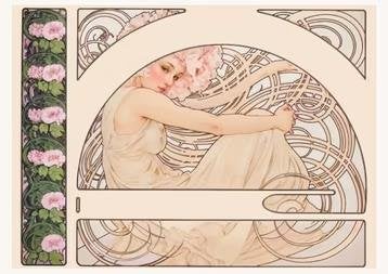 Unieke Alphonse Mucha Wereld Art Nouveau Poster, Antiek en Kunst, Verzenden