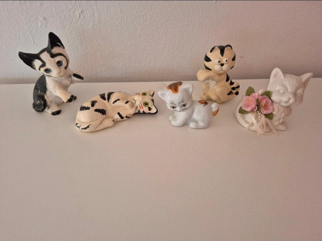 Leuke kattenbeeldjes - set van 5, Verzamelen, Ophalen of Verzenden, Gebruikt, Dier