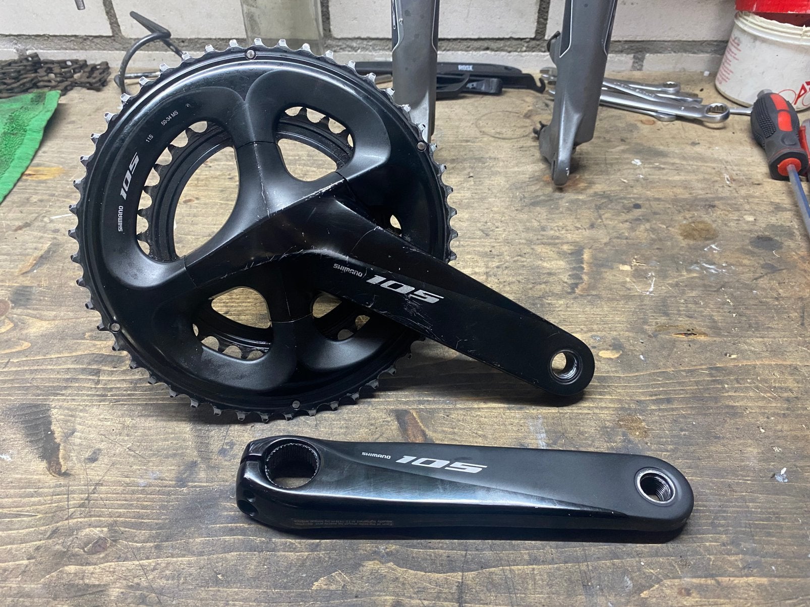 Shimano 105 - R7000 - 11 speed 50-34 compact crankstel, Crankstel of Pedalen, Gravelbike, Gebruikt, Ophalen of Verzenden