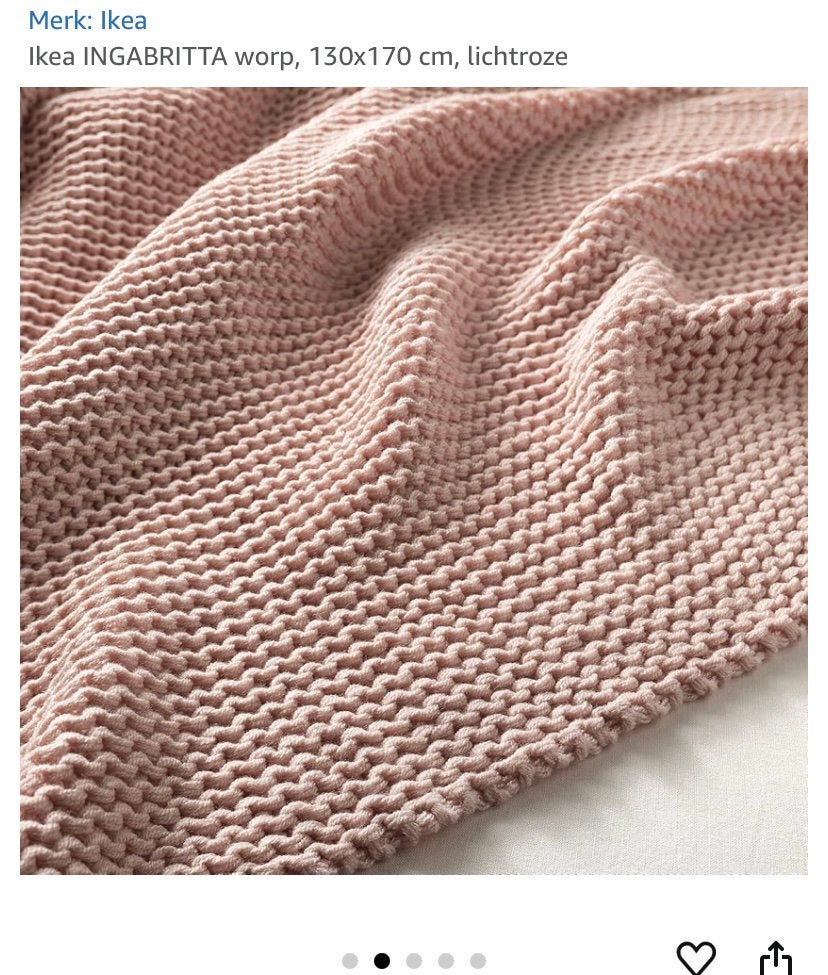 Ikea roze plaid 130x170 INGABRITTA, Ophalen of Verzenden, Zo goed als nieuw