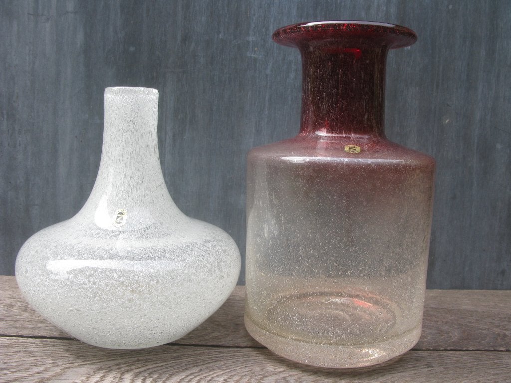 ZWIESEL 2 VAZEN WEST-GERMANY VINTAGE, 23 cm, Wit, Ophalen of Verzenden, Glas