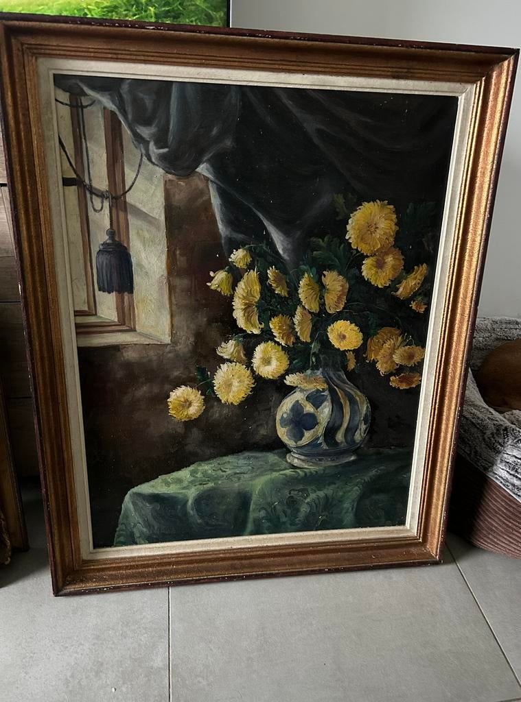 Schilderij met bloemen in vaas, Ophalen