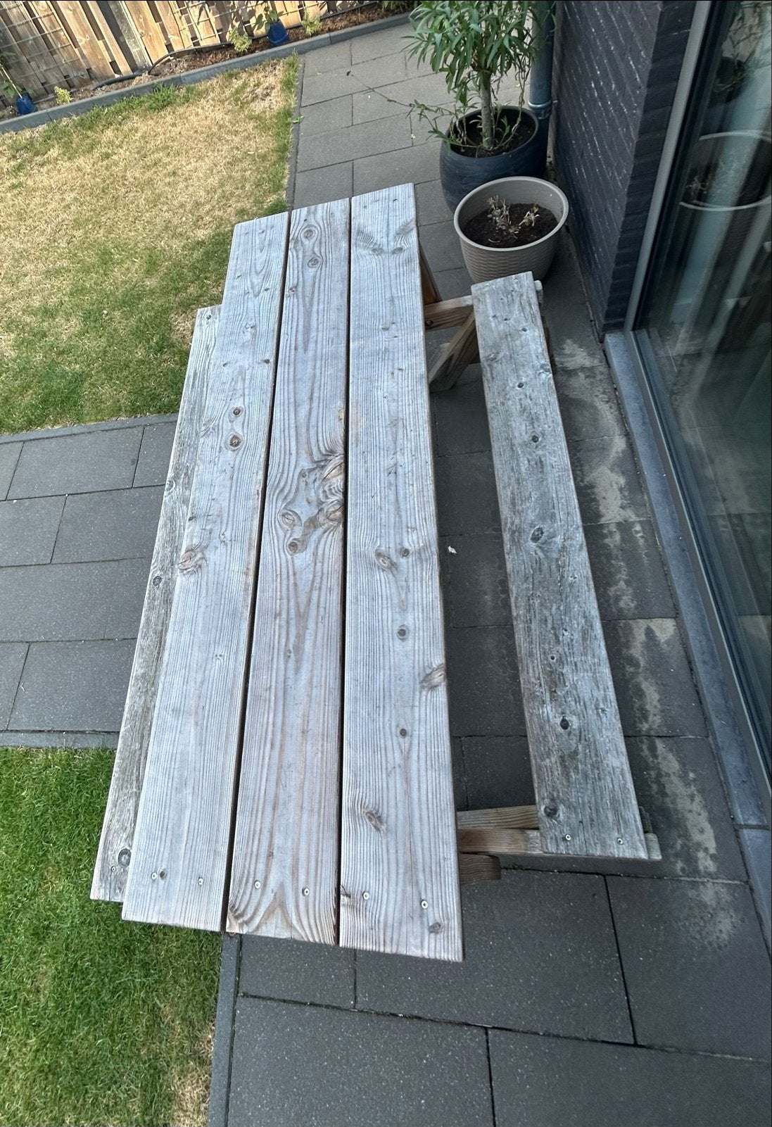 Tiptop picknicktafel / tuinbank XL Douglas, Tuin en Terras, Picknicktafels, Ophalen, Gebruikt, Inklapbaar, Rechthoekig