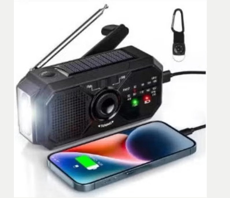 Professionele noodradio met handslinger, USB, zonnepaneel, Ophalen of Verzenden, Nieuw
