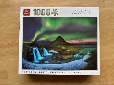 King Legpuzzel 1000 stukjes - Noorderlicht IJsland, Hobby en Vrije tijd, Denksport en Puzzels, Ophalen of Verzenden, 500 t/m 1500 stukjes
