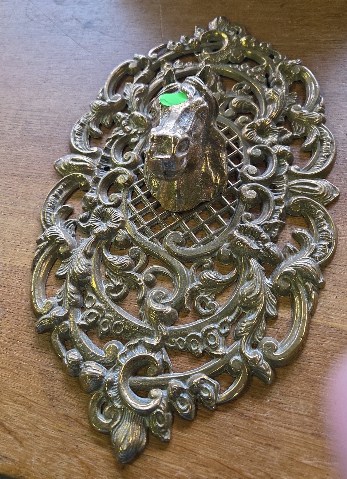 vintage messing deurbeslag paardenhoofd ornament, Antiek en Kunst, Ophalen of Verzenden, Koper