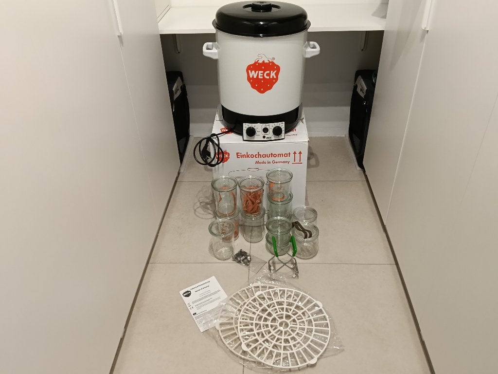 Elektrische Wekketel Weck WAT15 inclusief weckpotten enz., Overige typen, Ophalen, Zo goed als nieuw