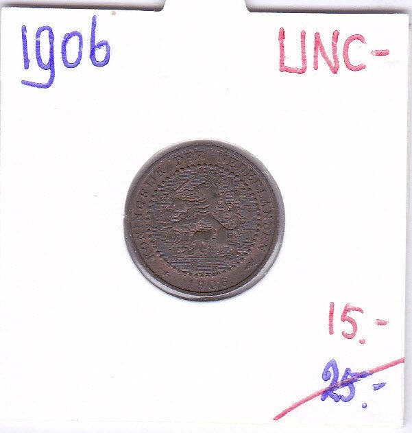 Mooie 1 cent 1906 UNC- van 25 euro voor 15 euro., Ophalen of Verzenden, Koningin Wilhelmina, 1 cent, Losse munt