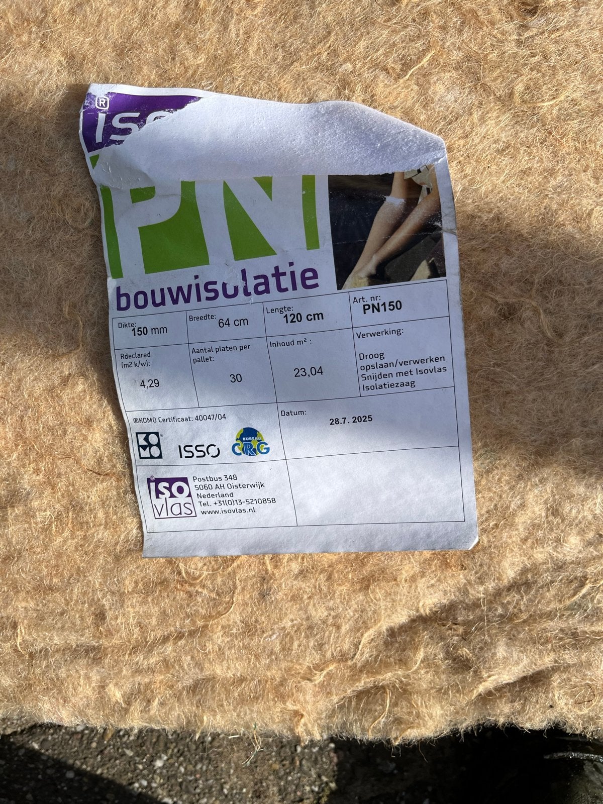 Biobased Vlaswol Isolatieplaten 120x64x15 cm, Ophalen, Overige materialen, Dakisolatie, 12 cm of meer